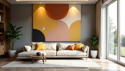 Abstract geometric shapes in muted tones create a sophisticated interior design repeat , style, seamless pattern, art