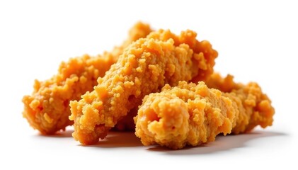 Crispy fried chicken pieces, isolated on white , white, stock photo, food photography