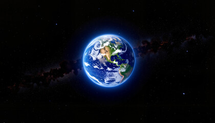 Obraz premium Vibrant Earth from space against dark void, cosmic beauty