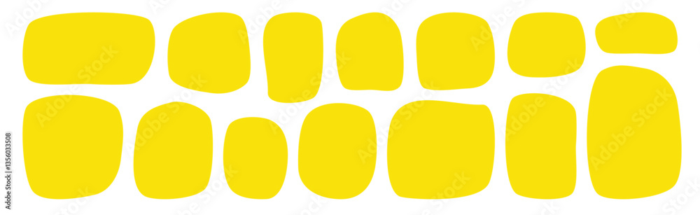 Fototapete organic shape text frames. vector set of abstract yellow speech bubbles. wavy rectangular, square te