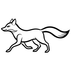 Fototapeta premium Running Fox silhouette vector black outline, white background
