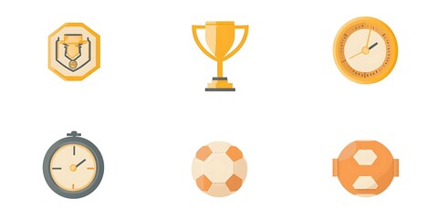 Illustrations representing achievements and related items in a field