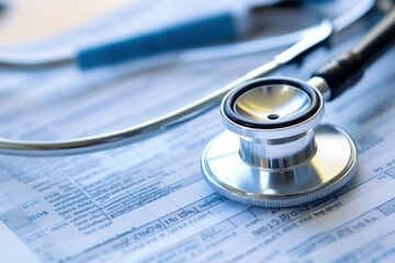 stethoscope on a medical report