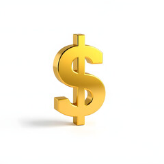 Fototapeta premium 3D Golden Dollar Sign Symbol representing Wealth and Finance, white background