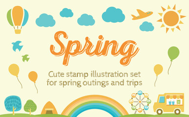 初夏の空や旅行・おでかけをイメージするGW・ゴールデンウィークのフレーム背景イラスト_セールやイベントシーン