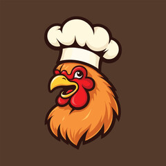 A friendly cartoon chicken mascot logo featuring a chef chicken with a spatula, perfect for restaurant branding and food-related vector illustrations.