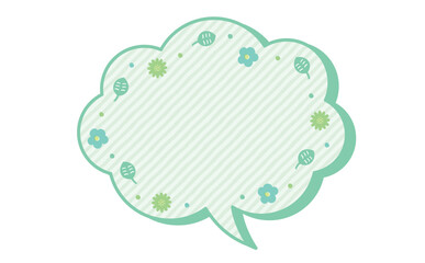 春の花や新緑の葉っぱのかわいい吹き出し_立体的なふきだし