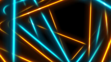 Blue orange glowing neon lines abstract tech background