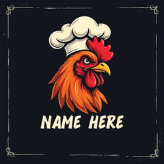 A friendly cartoon chicken mascot logo featuring a chef chicken with a spatula, perfect for restaurant branding and food-related vector illustrations.