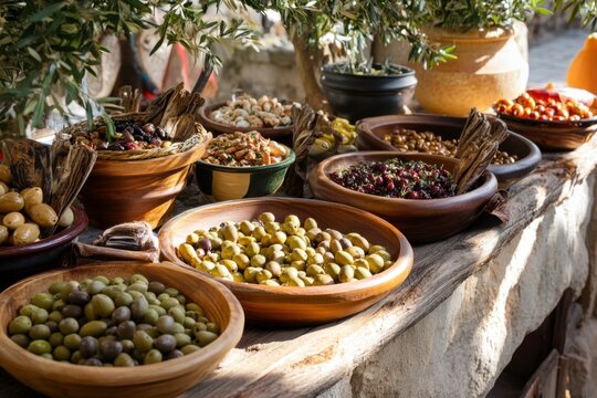 variety of olives in the market - Powered by Adobe