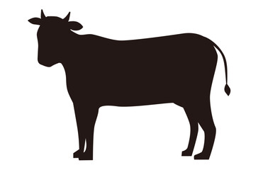 シンプルな牛のシルエットイラスト素材