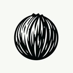  Coconut Shell silhouette in black on a white background