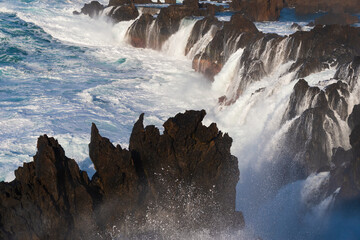 Big storm waves in Porto Moniz, on the Madeira Atlantic coastline