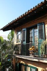 Sunny Balcony with Brick House, and Tropical.