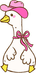 Silly Goose Cowgirl Sitting hand drawn doodle