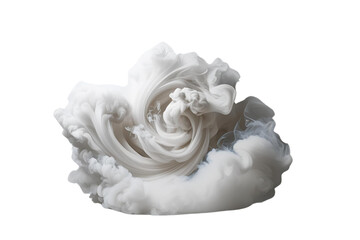 white smoke plume, swirling texture, white background, isolated, no background