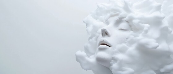 Face in white fluffy clouds