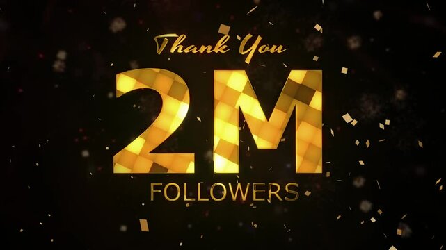 2M Followers celebration animation, 2000000 followers thank you video, fireworks, confetti party effects, social media milestone motion graphics animation, celebrating 2M followers