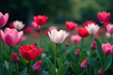 Obraz premium Distinctive late-blooming flower patterns in a garden at dusk, nature, growth, romantic