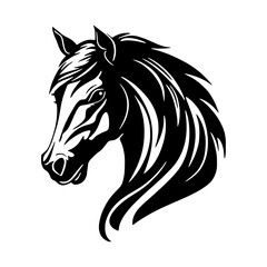 Obraz premium Black Horse Head Silhouette Graphic Vector