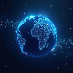 Abstract blue digital globe, intricate network , information, digital transformation, technology