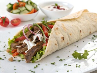 A beautiful decorator doner wrap food on white background