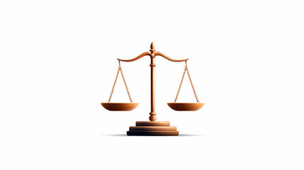 Bronze Scales of Justice on White Background