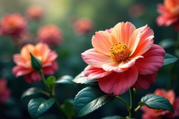 Intricate floral motif gradually revealed, blurred initial focus , growth, soft