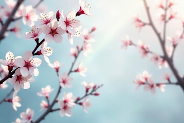 Obraz premium Intricate white sakura branches and blossoms, elegant repeating design , repeat, fabric, motif