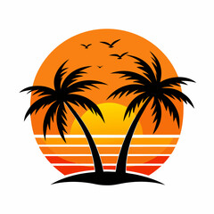 palm tree silhouette on the beach