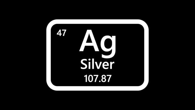 Silver element icon, Periodic table element Silver icon. Element of the periodic table of the Mendeleev system icon animation.