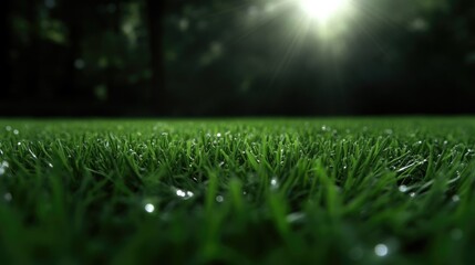Naklejka premium Lush green grass field bathed in sunlight (11)