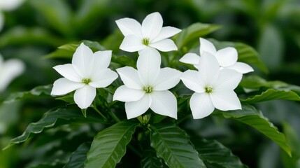 Obraz premium Blooming white flowers in a lush garden nature photography vibrant environment close-up view serenity concept for seo