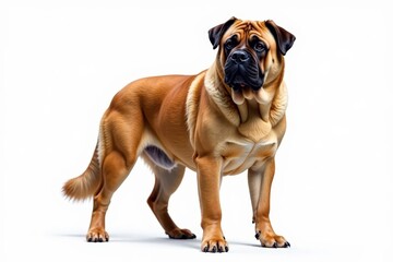 Fototapeta premium Majestic mastiff, powerful stance, white background, dog, strong