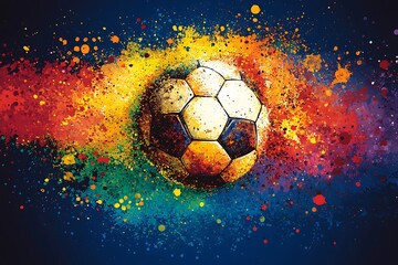Fototapeta premium Soccer Ball Color Splash Art.