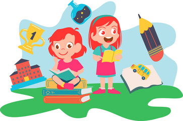 Children Reading Books on International Children's Book Day