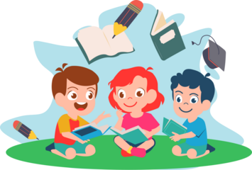 Children Reading Books on International Children's Book Day