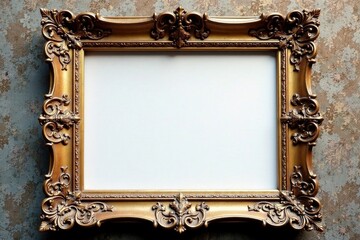 Intricately carved, aged wide baroque picture frame , ornate, acanthus, leaf