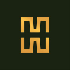 luxury H letter logo with gold color 