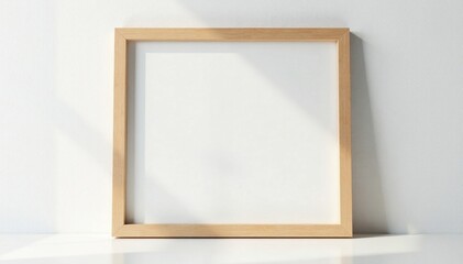 Sleek wooden picture frame on textured white wall, design, home decor