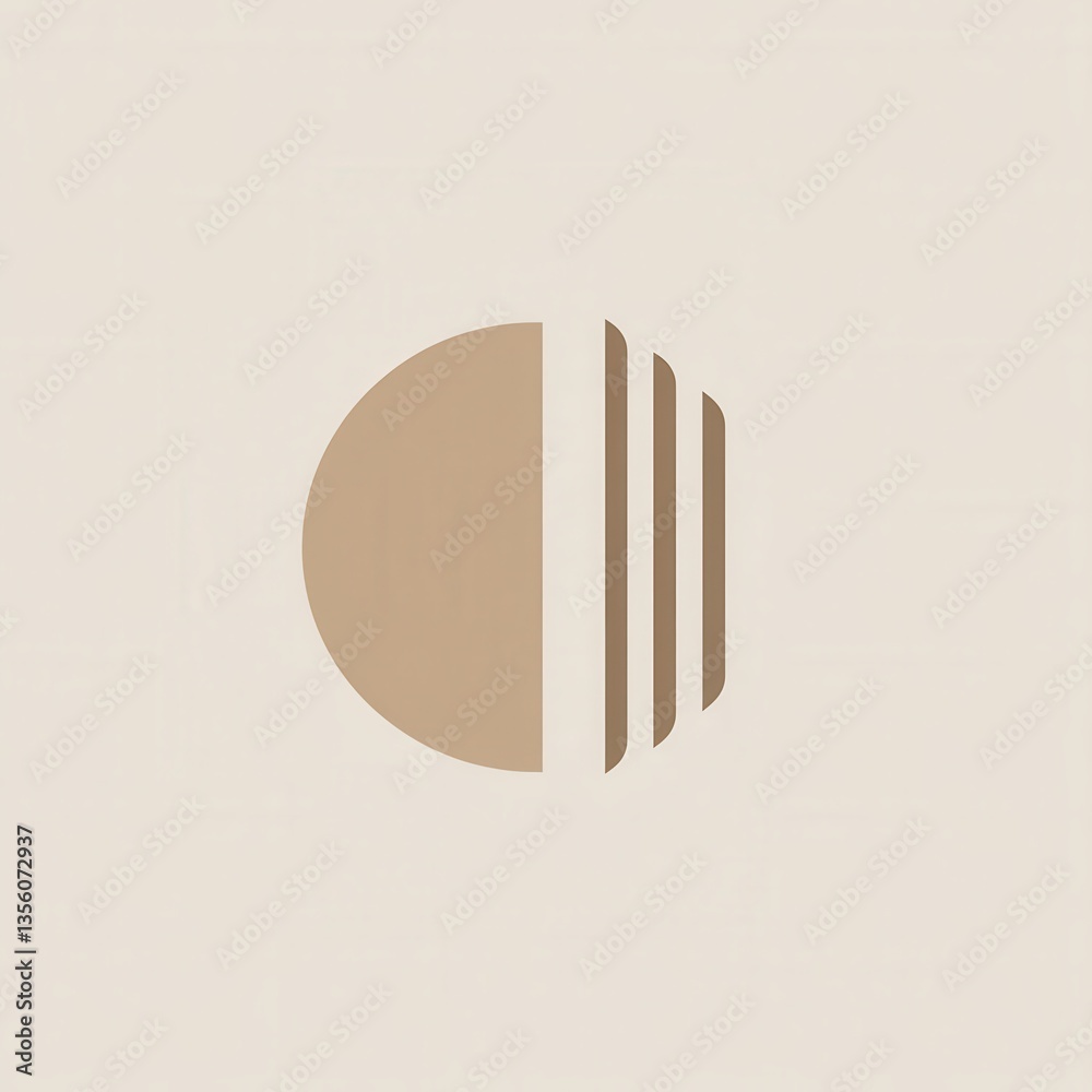 Canvas Prints abstract geometric design featuring a circular shape and parallel lines in earthy tones, ideal for m