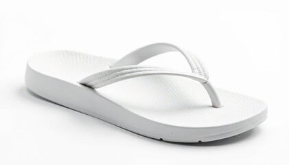 Single white flip-flop, isolated on pure white background, sole, accessory