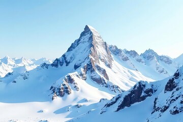 Obraz premium Snow-covered mountain peak, pristine white landscape, snow, hills, mountain