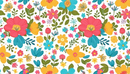 Floral seamless pattern. Pretty flowers on a white background.