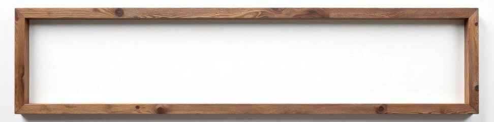 Distressed horizontal wooden picture frame, missing artwork Pure white backdrop , rectangle, design