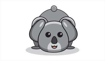 illustration of koala bear covering ears. vector illustration
