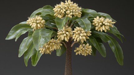 Tropical fruit tree studio shot, grey background
