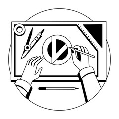 Using drafting tools illustration in glyph style 