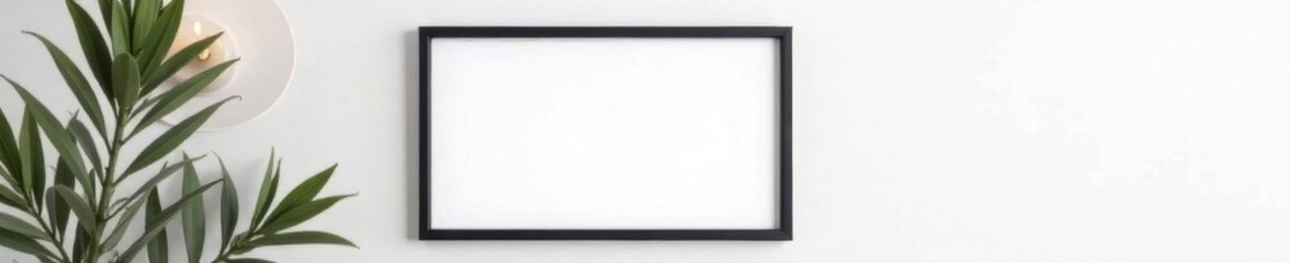 Obraz premium Sleek black square frame, clean white backdrop, neat, photography, design element