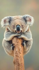 Koala perched on tree for Australian wildlife.